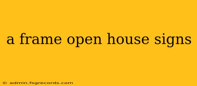 a frame open house signs