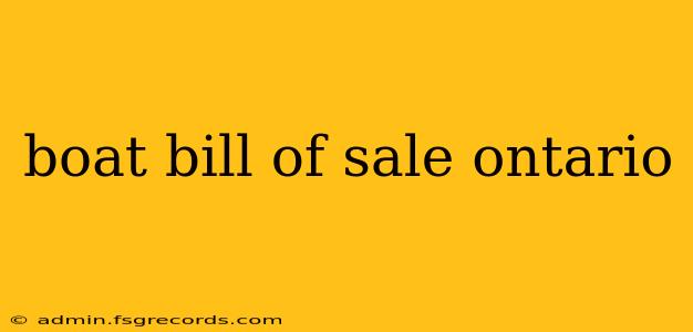 boat bill of sale ontario