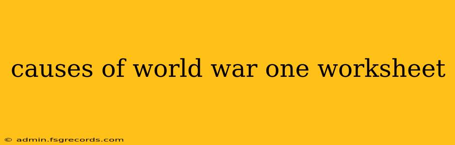 causes of world war one worksheet