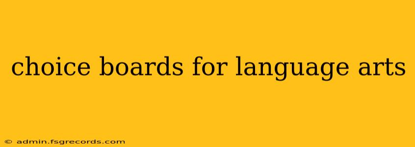 choice boards for language arts