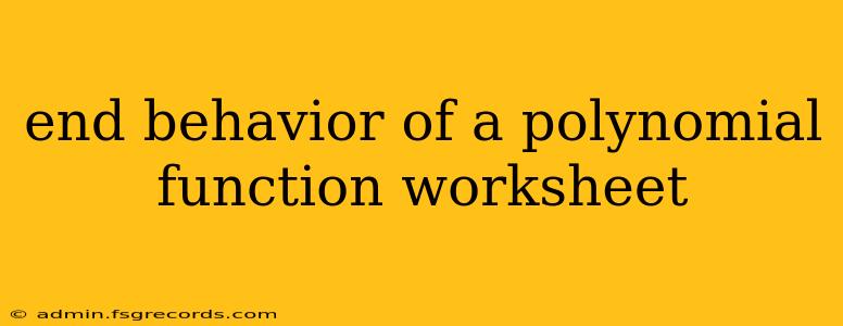 end behavior of a polynomial function worksheet