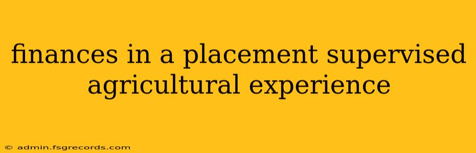 finances in a placement supervised agricultural experience