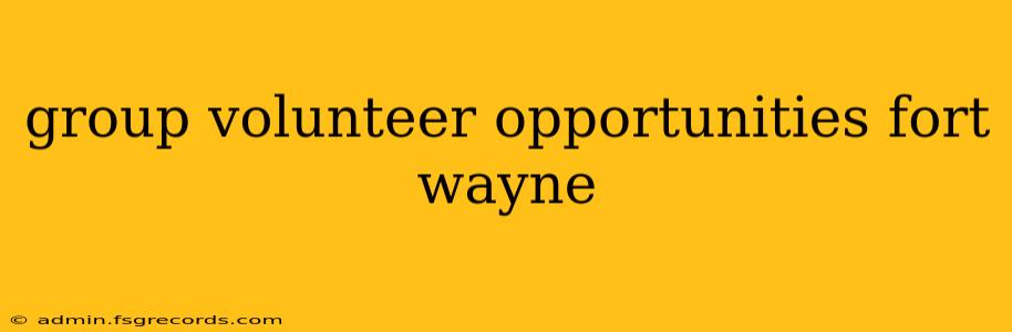 group volunteer opportunities fort wayne