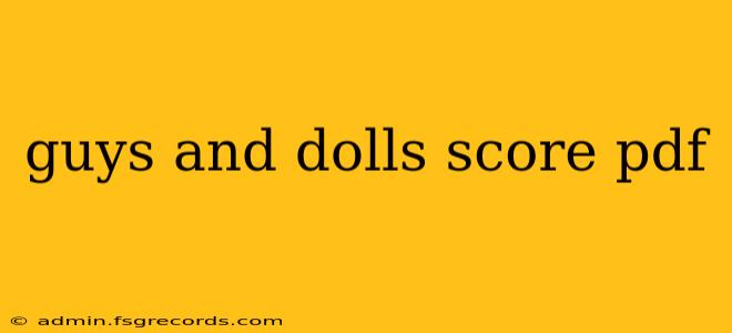 guys and dolls score pdf