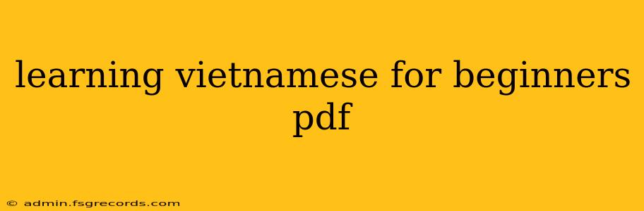 learning vietnamese for beginners pdf