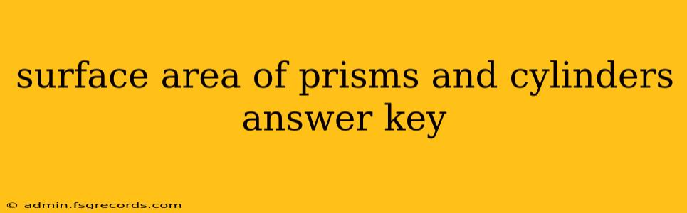 surface area of prisms and cylinders answer key