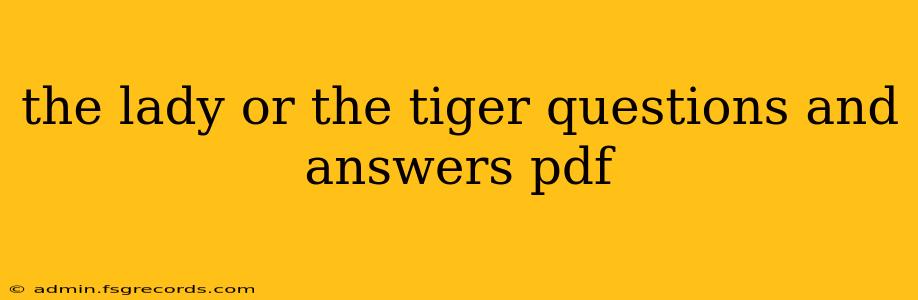 the lady or the tiger questions and answers pdf